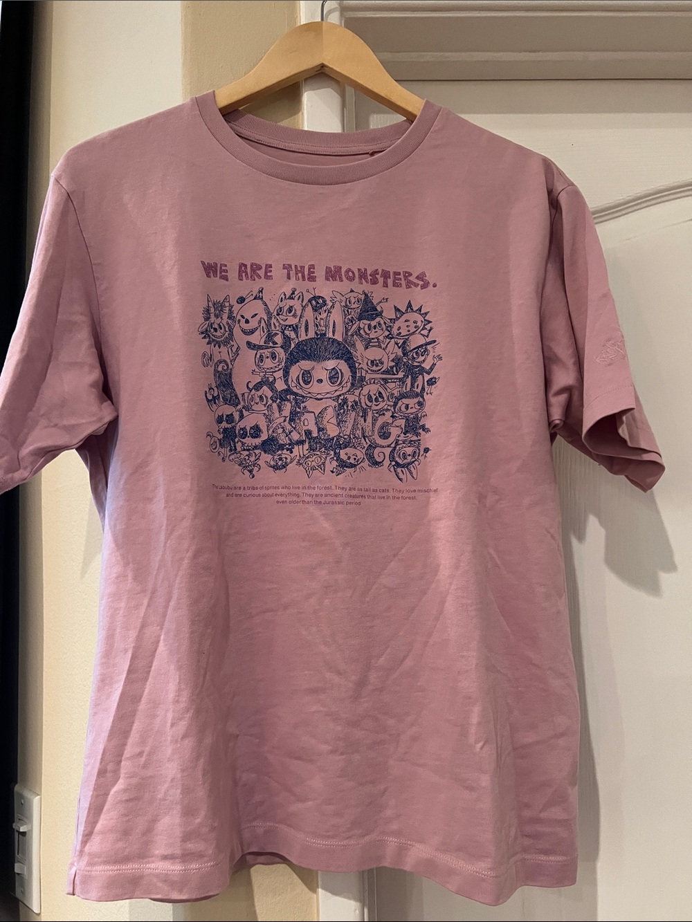Uniqlo Dusty Pink Short Sleeve Tee We are the Monsters Labubu